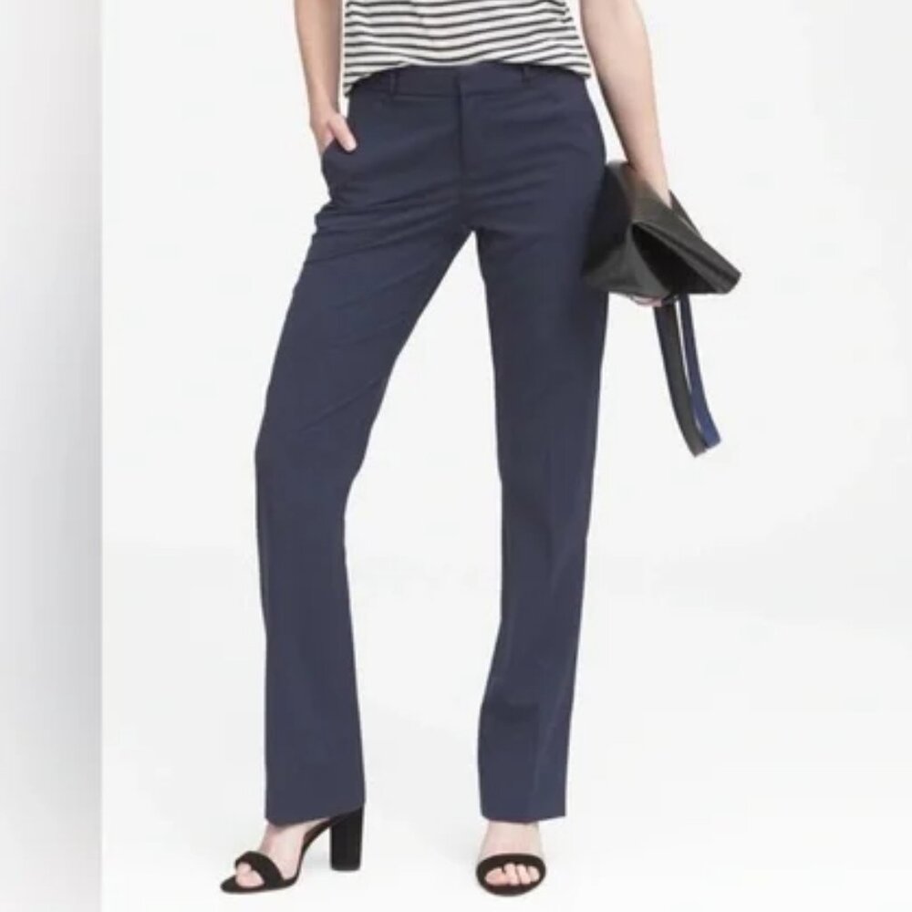 Banana Republic Lightweight Wool Blue Navy Stretch Suit Pants Logan 6P 6 Petite